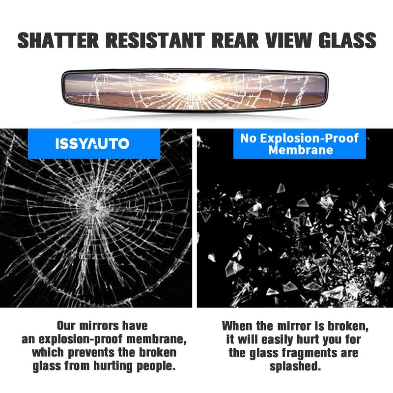 ISSYAUTO 15" Ultra Clear SXS UTV Center Mirror Compatible with Polaris RZR 800 900 1000 Turbo PRO XP, Pioneer 1000, Arctic Cat Wildcat, UTV Rear View Mirror with Convex Design Only Fit 1.75" Roll Bar - Image 5